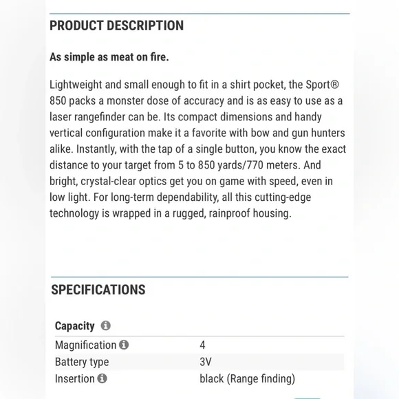 Bushnell Sport 850 Rangefinder with Case - Picture 4 of 4